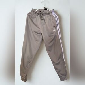 Adidas Men Track Pants Sm Gray Signature White Stripes Emblem NEW Never Worn